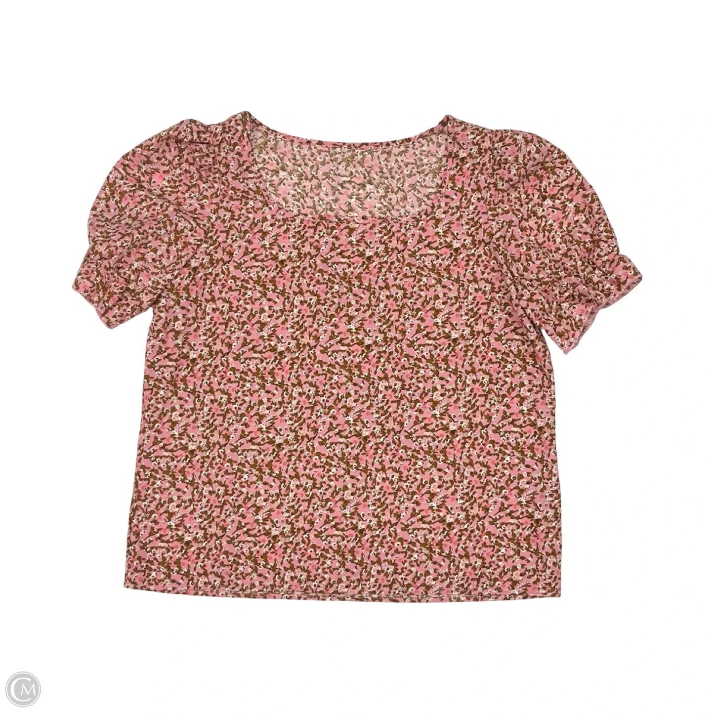 Blouse Short Sleeve By Shein In Brown & Pink, Size: Xl