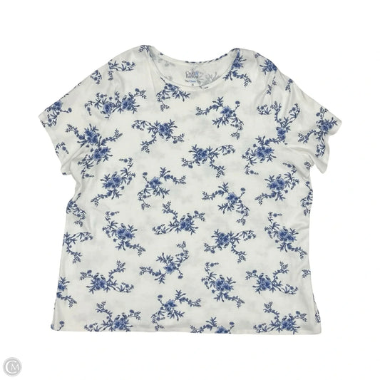 Top Short Sleeve By Croft And Barrow In Blue & White, Size: 2x