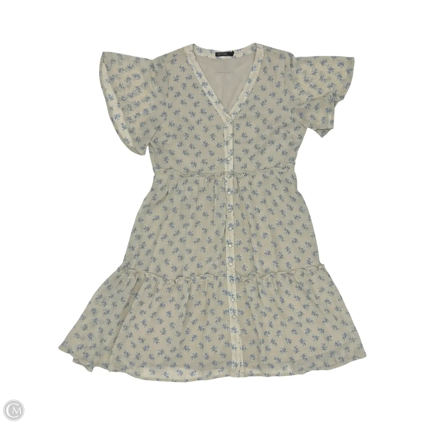 Dress Party Midi By Clothes Mentor In Blue & Cream, Size: L