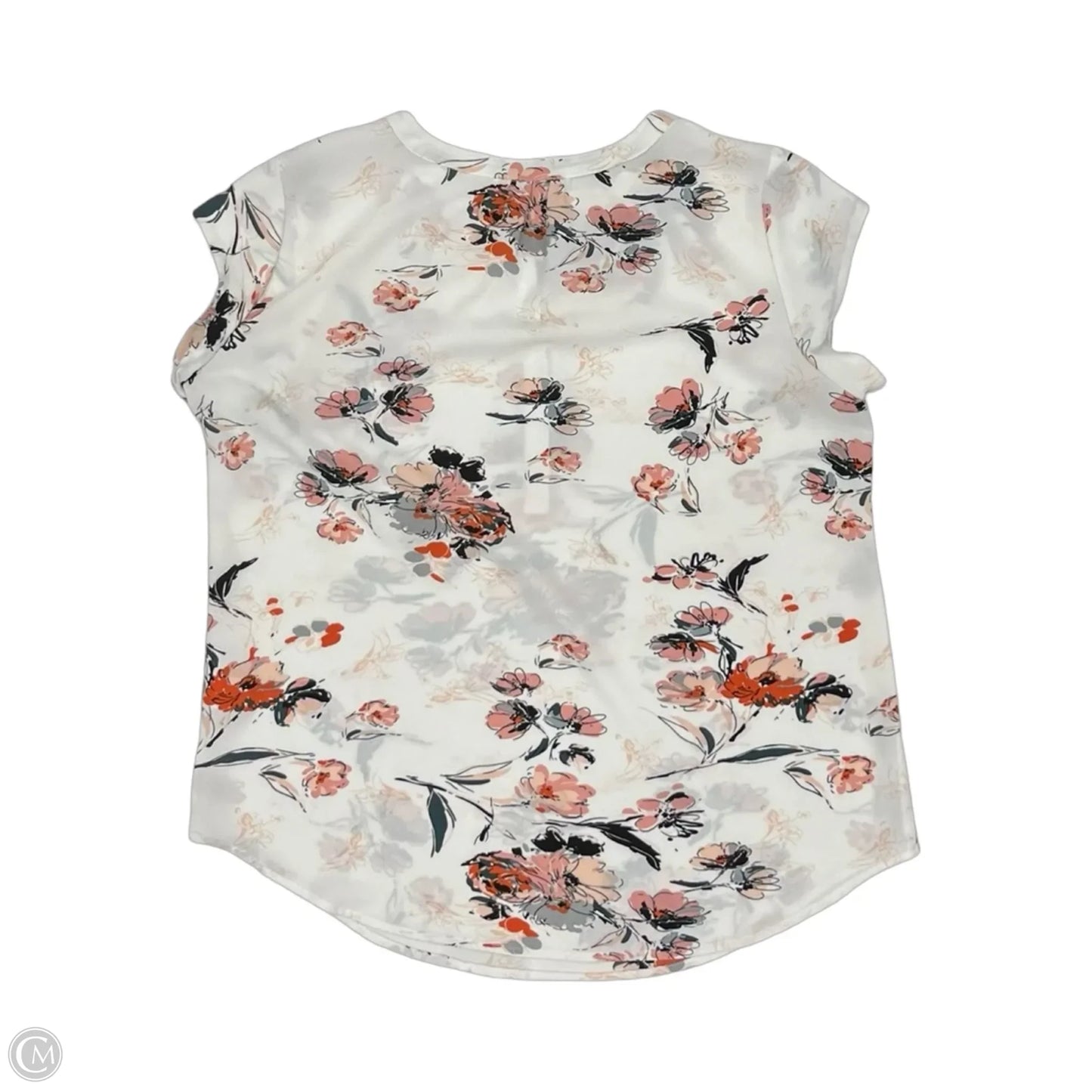 Blouse Short Sleeve By Clothes Mentor In Cream & Pink, Size: L