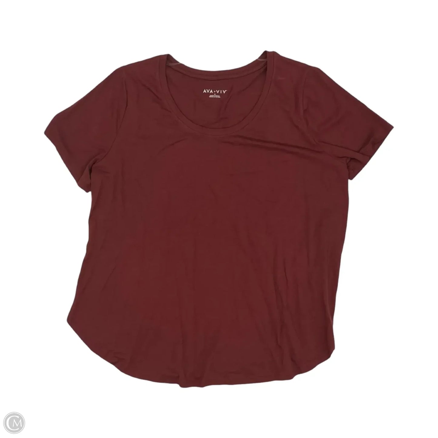 Top Short Sleeve Basic By Ava & Viv In Maroon, Size: 1x
