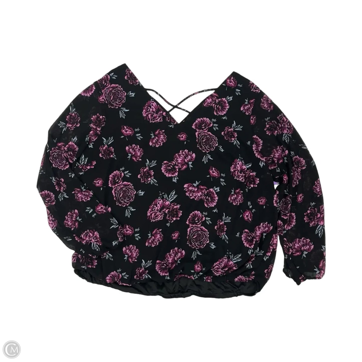 Blouse Long Sleeve By Torrid In Black & Purple, Size: 3x