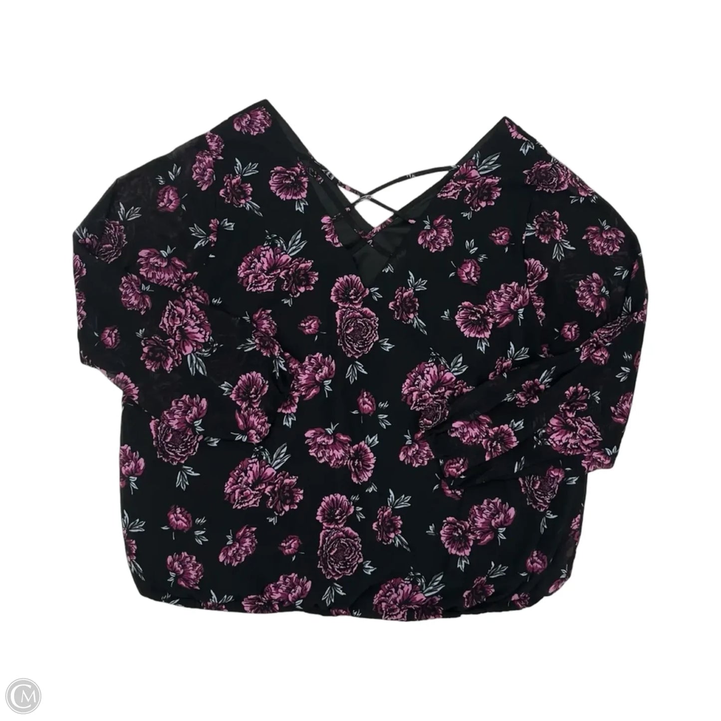Blouse Long Sleeve By Torrid In Black & Purple, Size: 3x