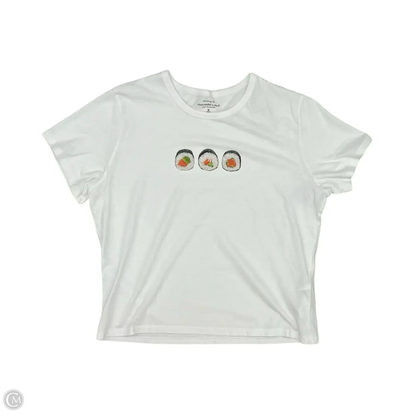 Top Short Sleeve By Abercrombie And Fitch In Cream, Size: M