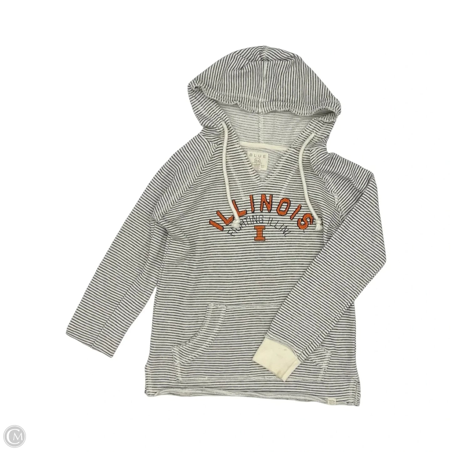 Athletic Top Long Sleeve Hoodie By Blue 84 In Cream & Grey, Size: S