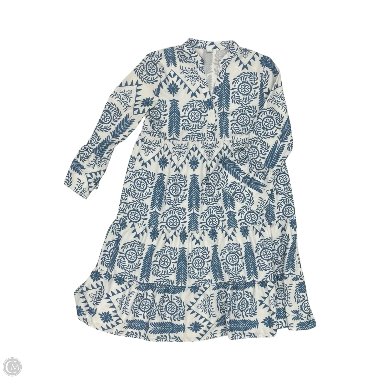 Dress Casual Midi By Clothes Mentor In Blue & White, Size: S