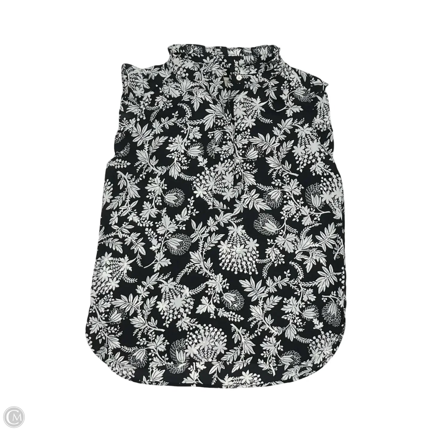 Blouse Short Sleeve By Loft In Black & White, Size: Xs