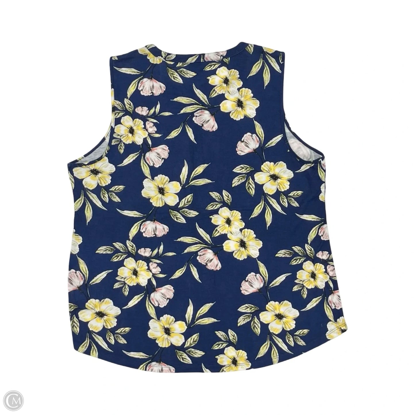 Blouse Sleeveless By Liz Claiborne In Blue & Yellow, Size: Xl