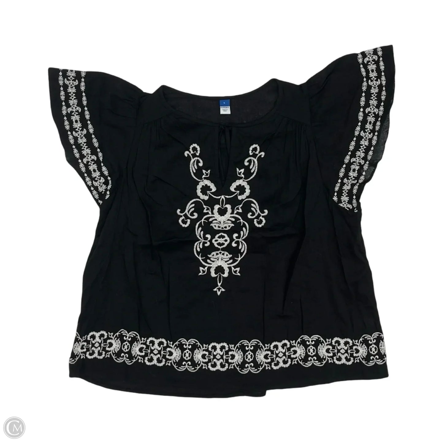 Blouse Short Sleeve By Old Navy In Black & White, Size: L