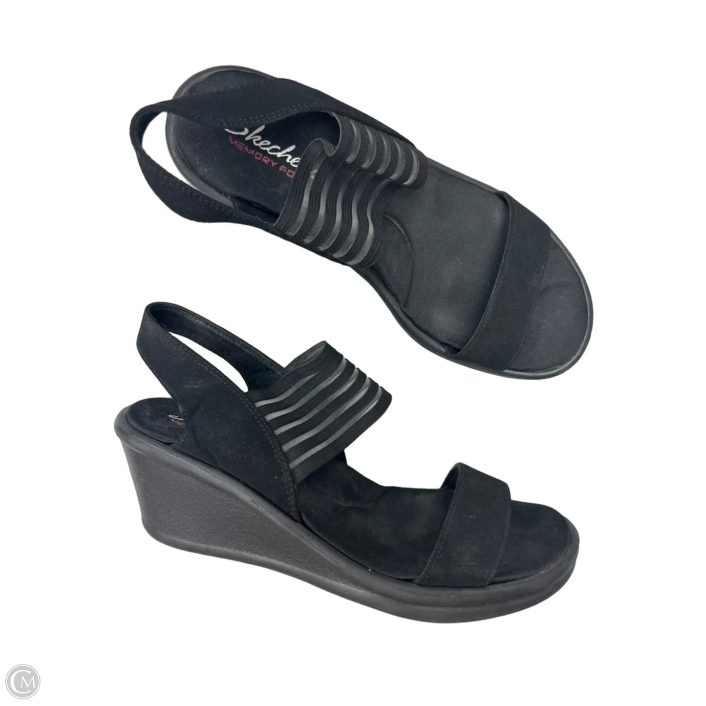 Sandals Heels Wedge By Skechers In Black, Size: 9