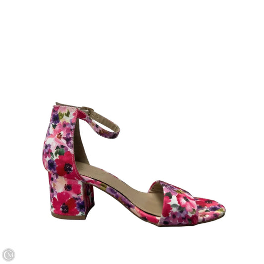 Sandals Heels Block By Serra In Floral Print, Size: 7.5