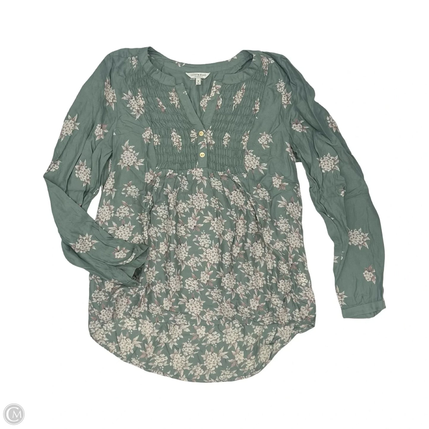 Blouse Long Sleeve By Lucky Brand In Green, Size: M