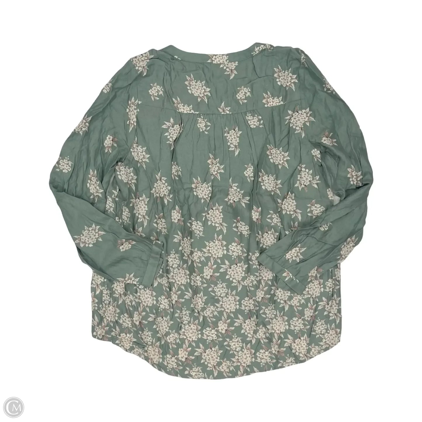 Blouse Long Sleeve By Lucky Brand In Green, Size: M