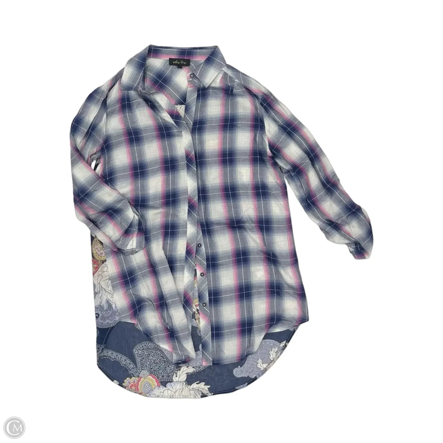 Blouse Long Sleeve By Melissa Paige In Blue & Pink, Size: M