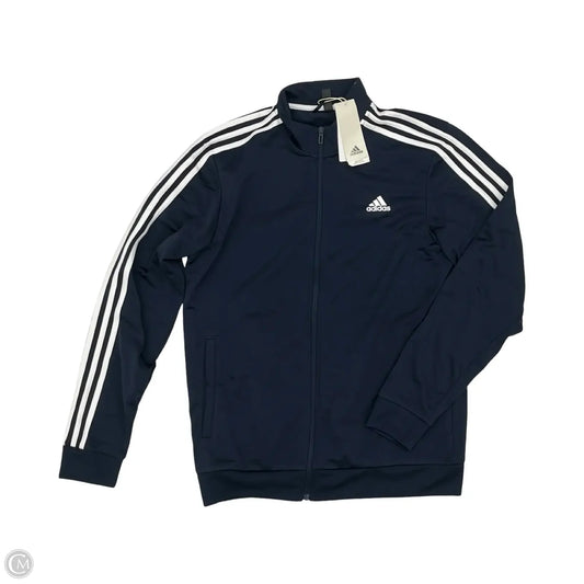 Athletic Jacket By Adidas In Blue & White, Size: M