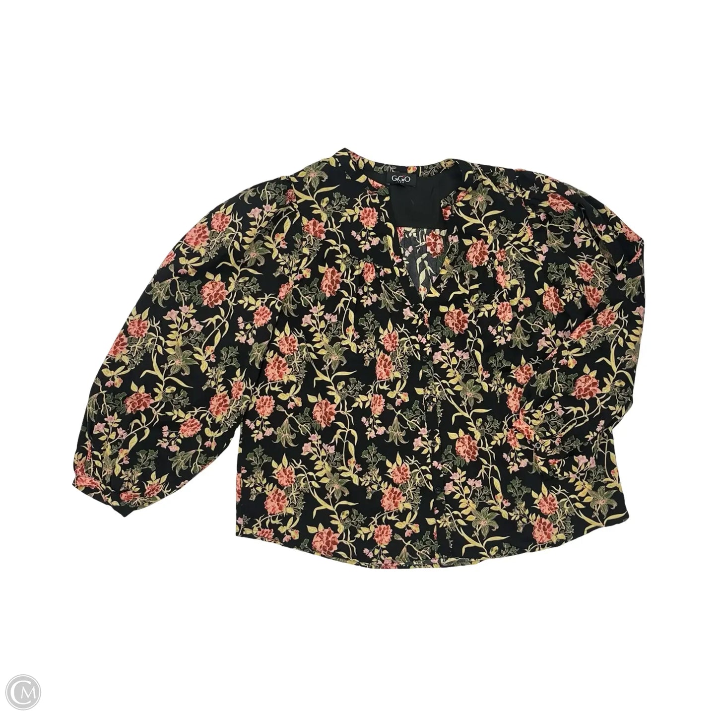 Blouse Long Sleeve By Gigio In Black & Gold, Size: S
