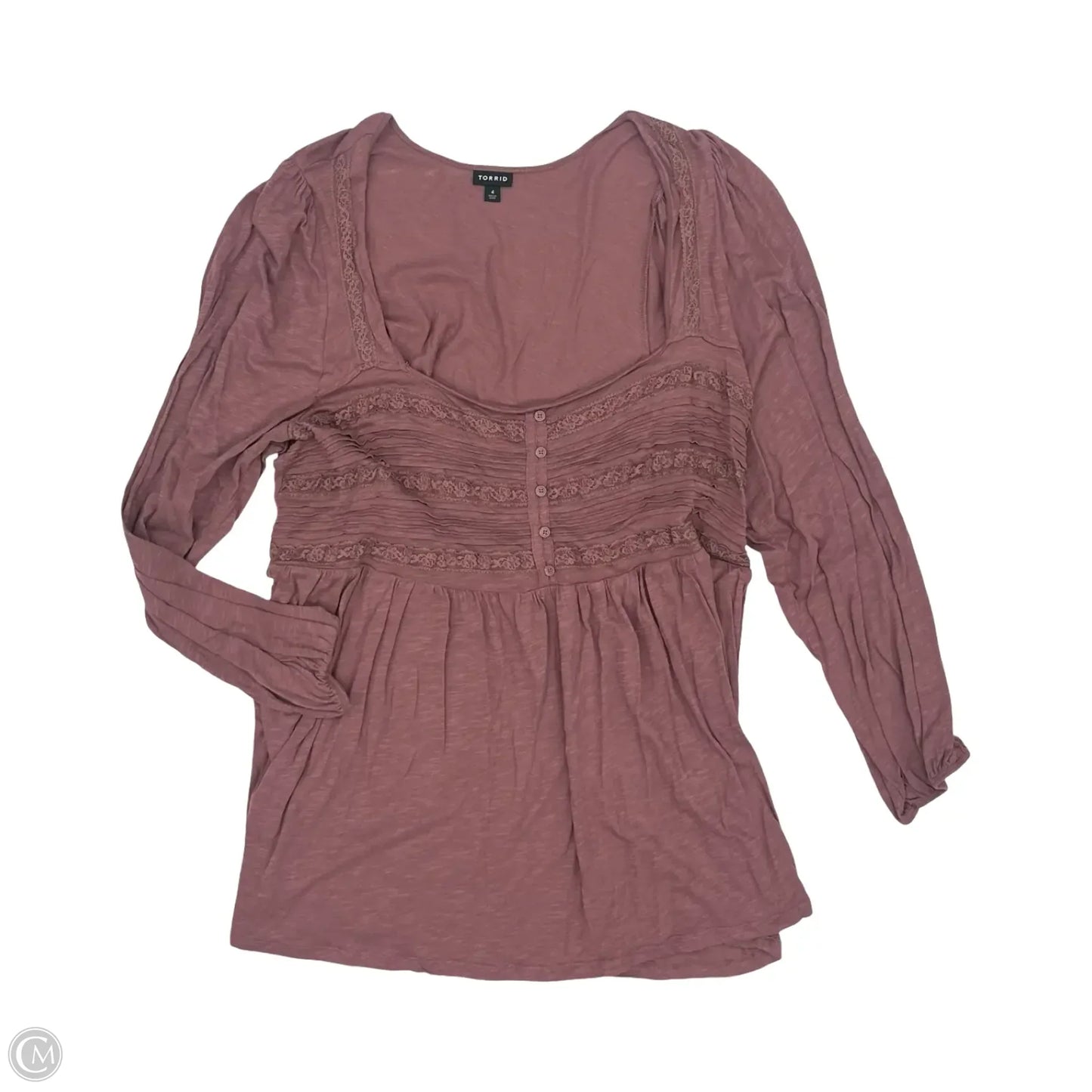 Top Long Sleeve By Torrid In Mauve, Size: 4x