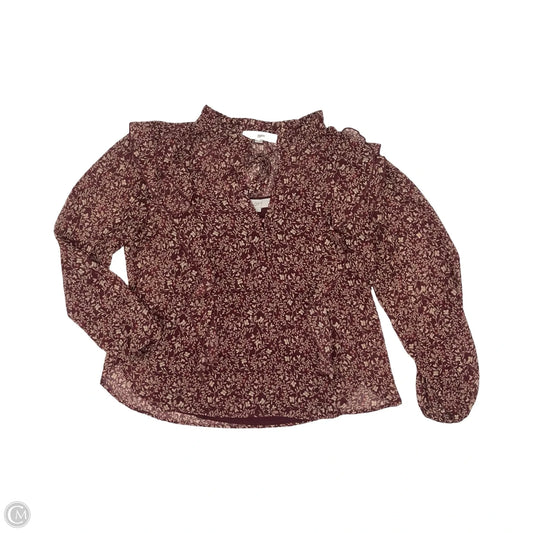 Blouse Long Sleeve By Loft In Maroon, Size: S