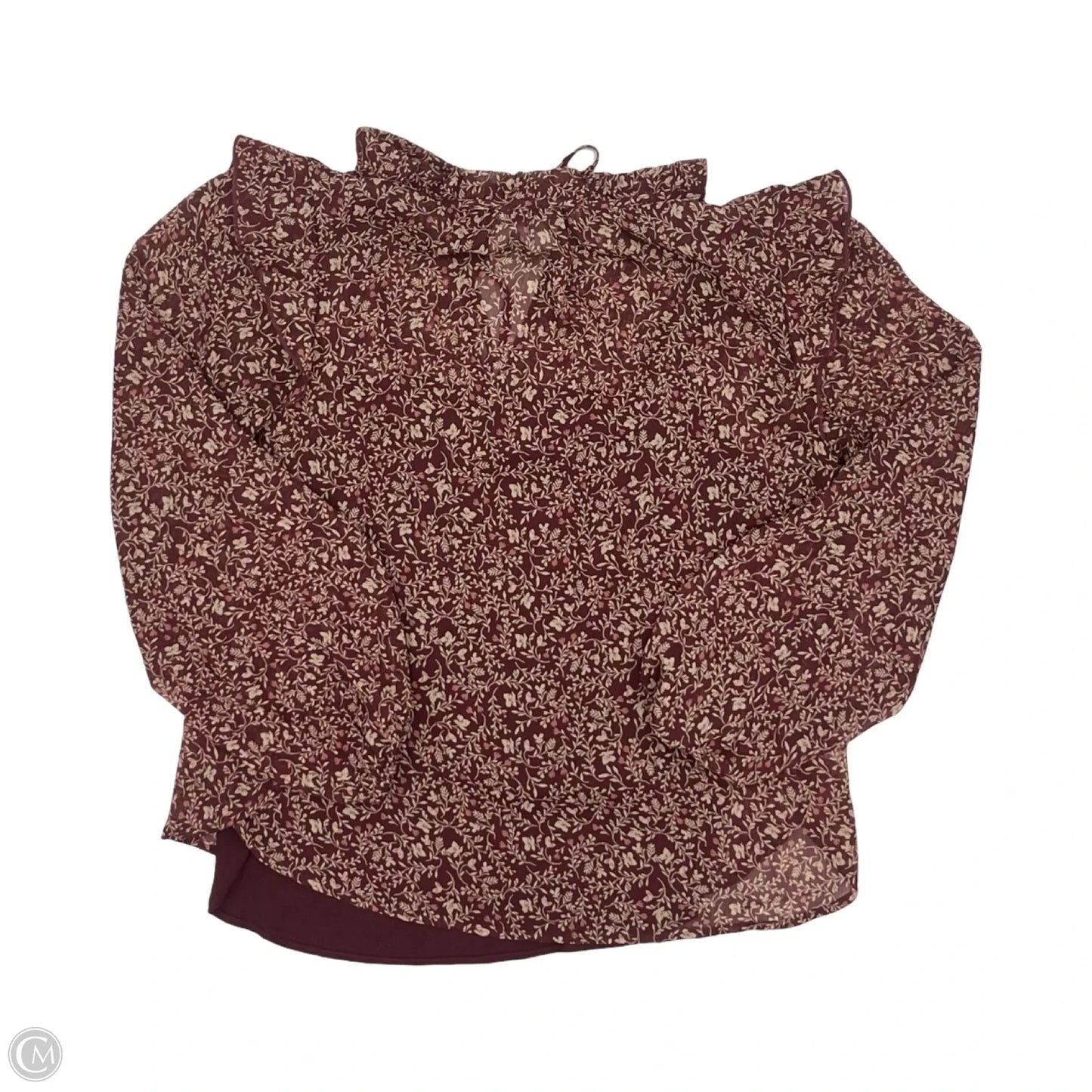 Blouse Long Sleeve By Loft In Maroon, Size: S