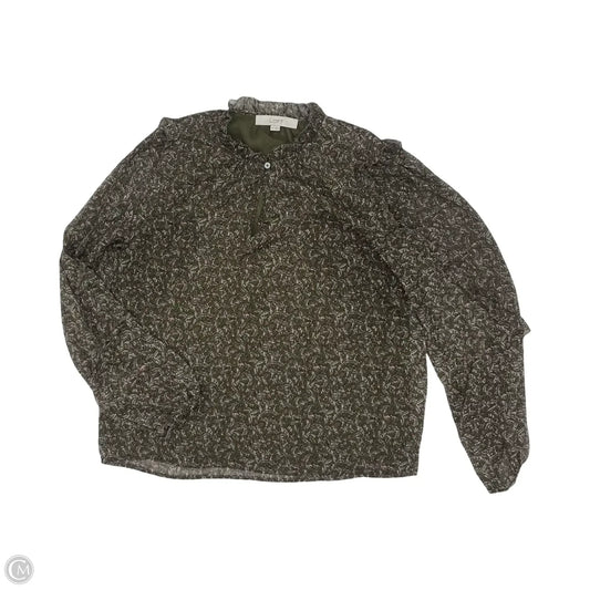Blouse Long Sleeve By Loft In Green, Size: Xs