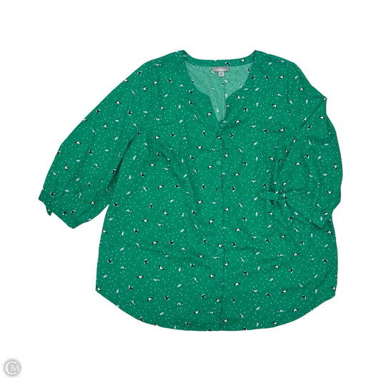 Blouse Long Sleeve By Catherines In Green, Size: Xl