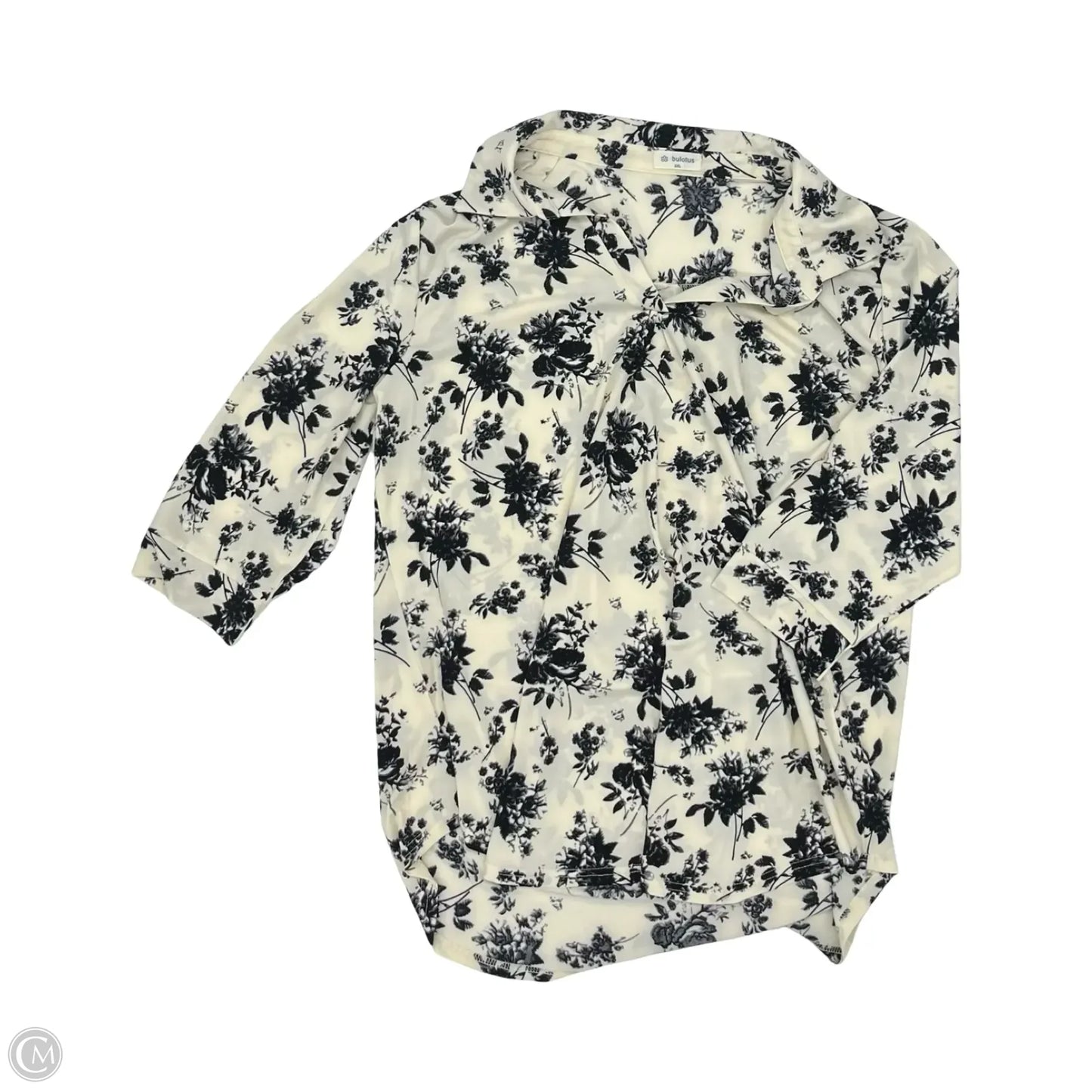 Blouse 3/4 Sleeve By Clothes Mentor In Black & Cream, Size: 2x