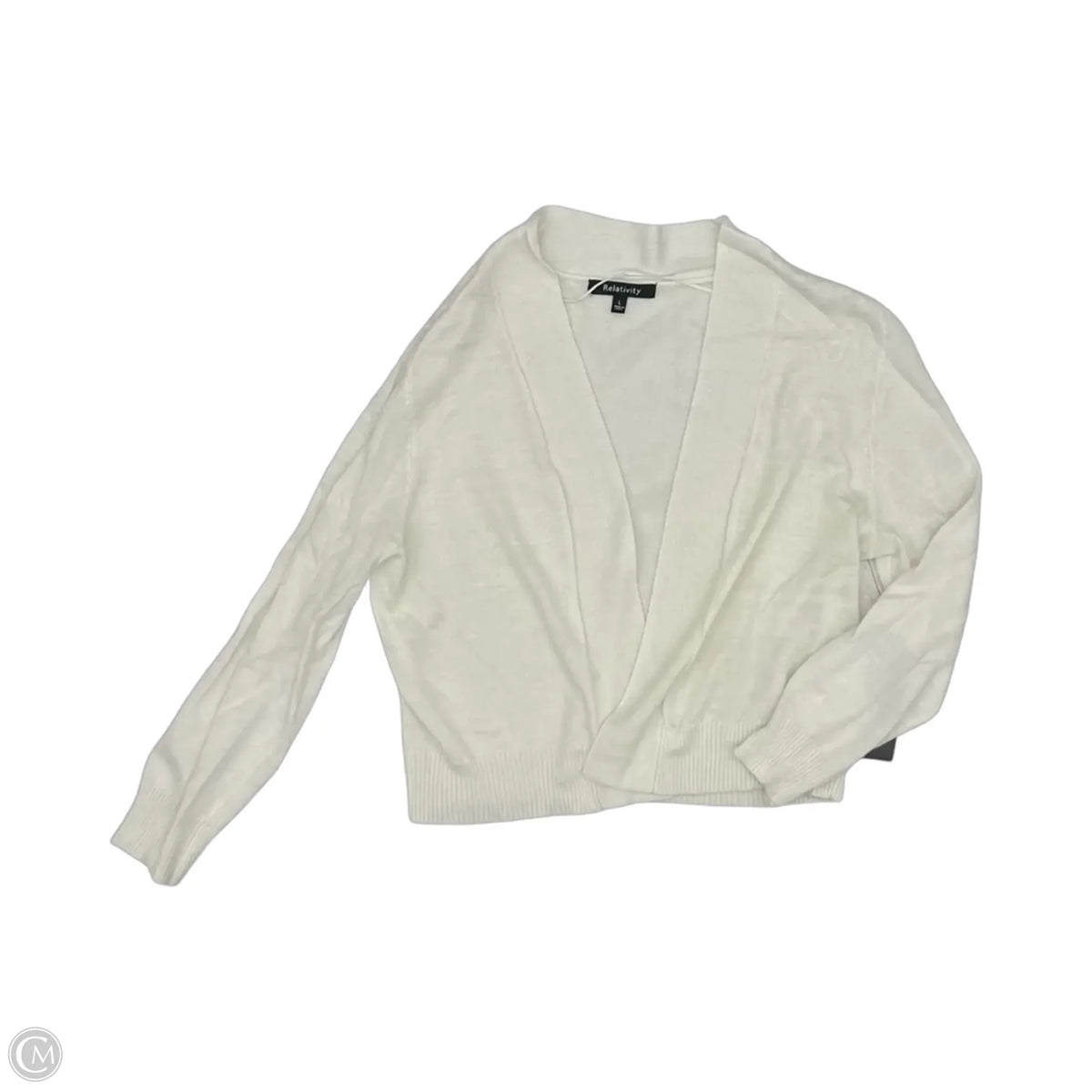 Sweater Cardigan By Relativity In White, Size: L