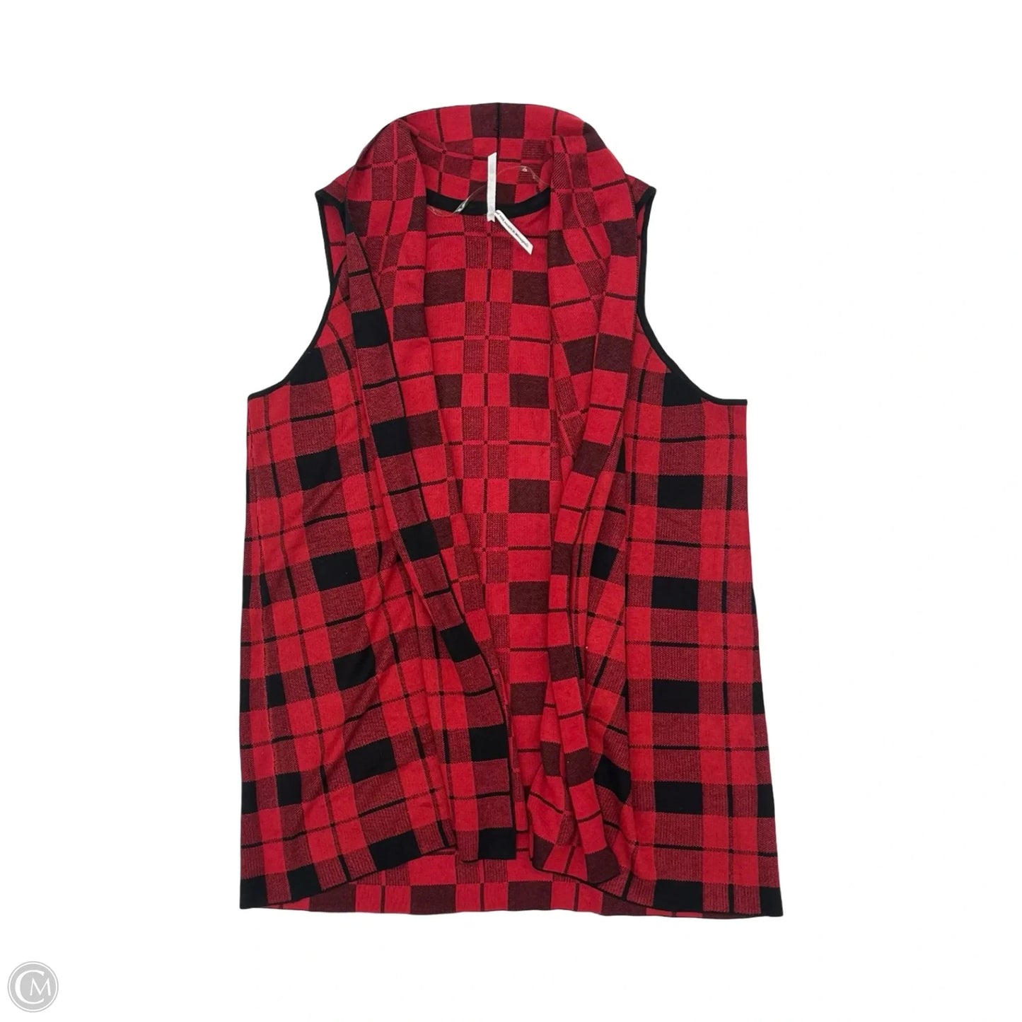 Vest Sweater By Leo And Nicole In Black & Red, Size: 3x
