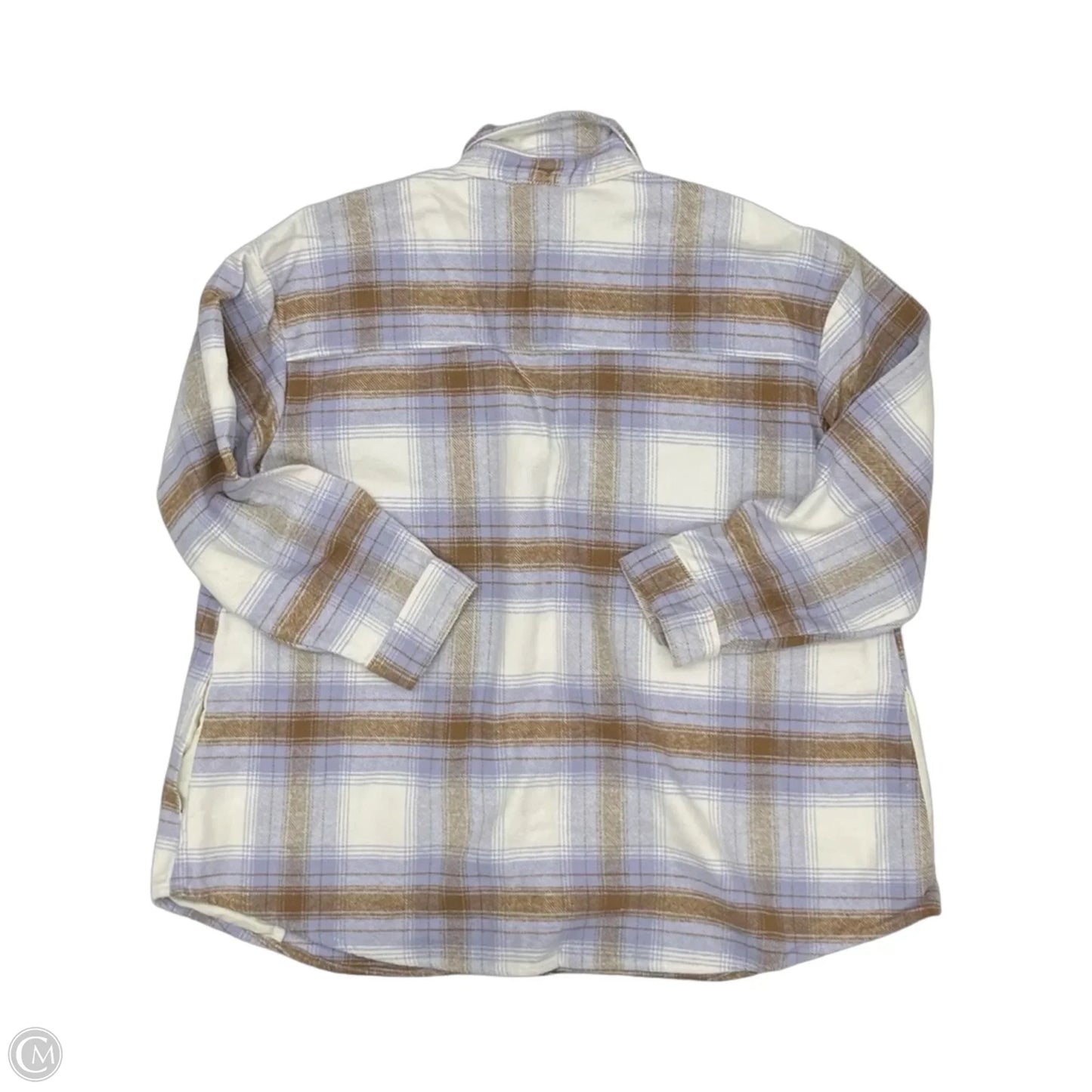 Jacket Shirt By Lane Bryant In Blue & Tan, Size: 1x