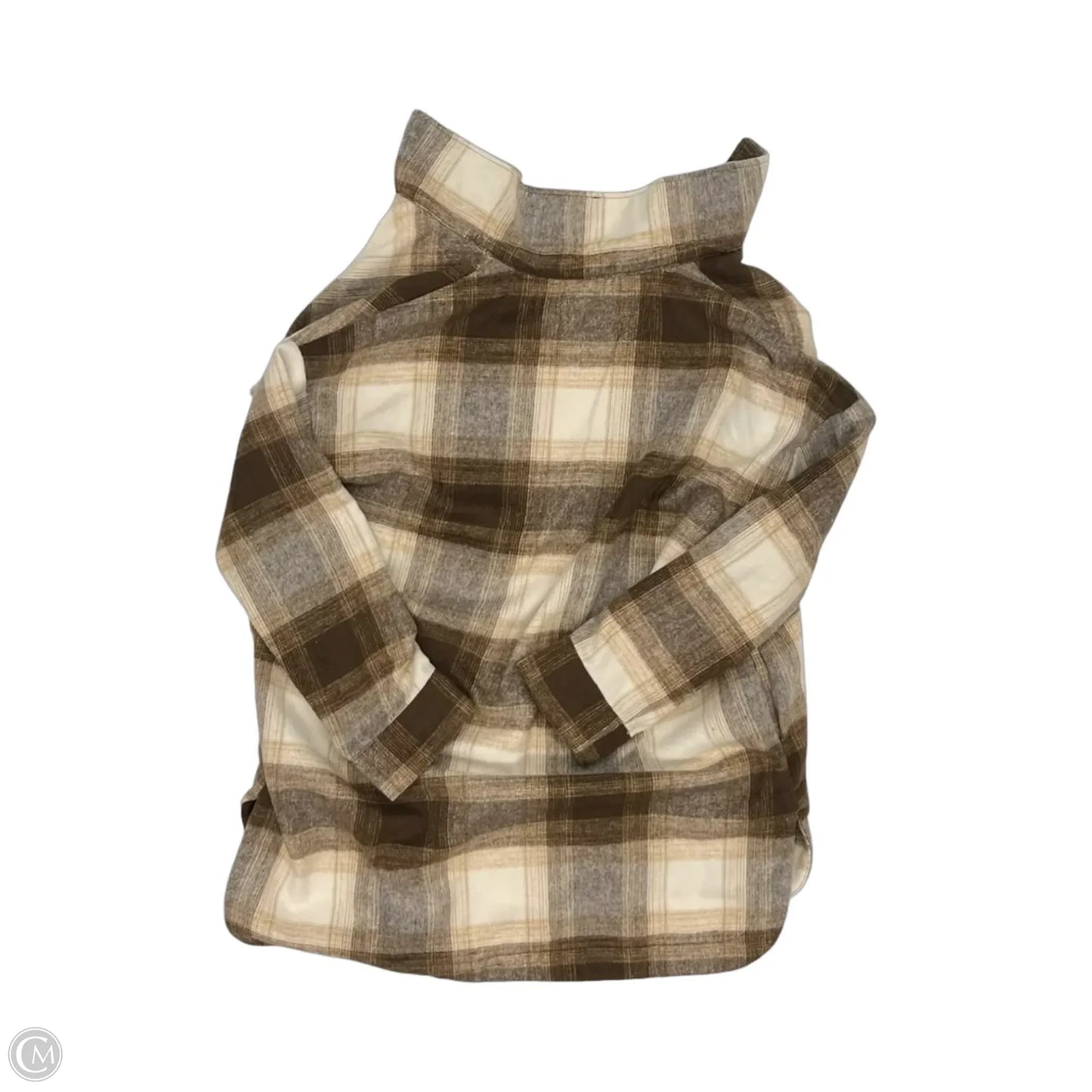 Jacket Shirt By Banana Republic In Brown & Cream, Size: L