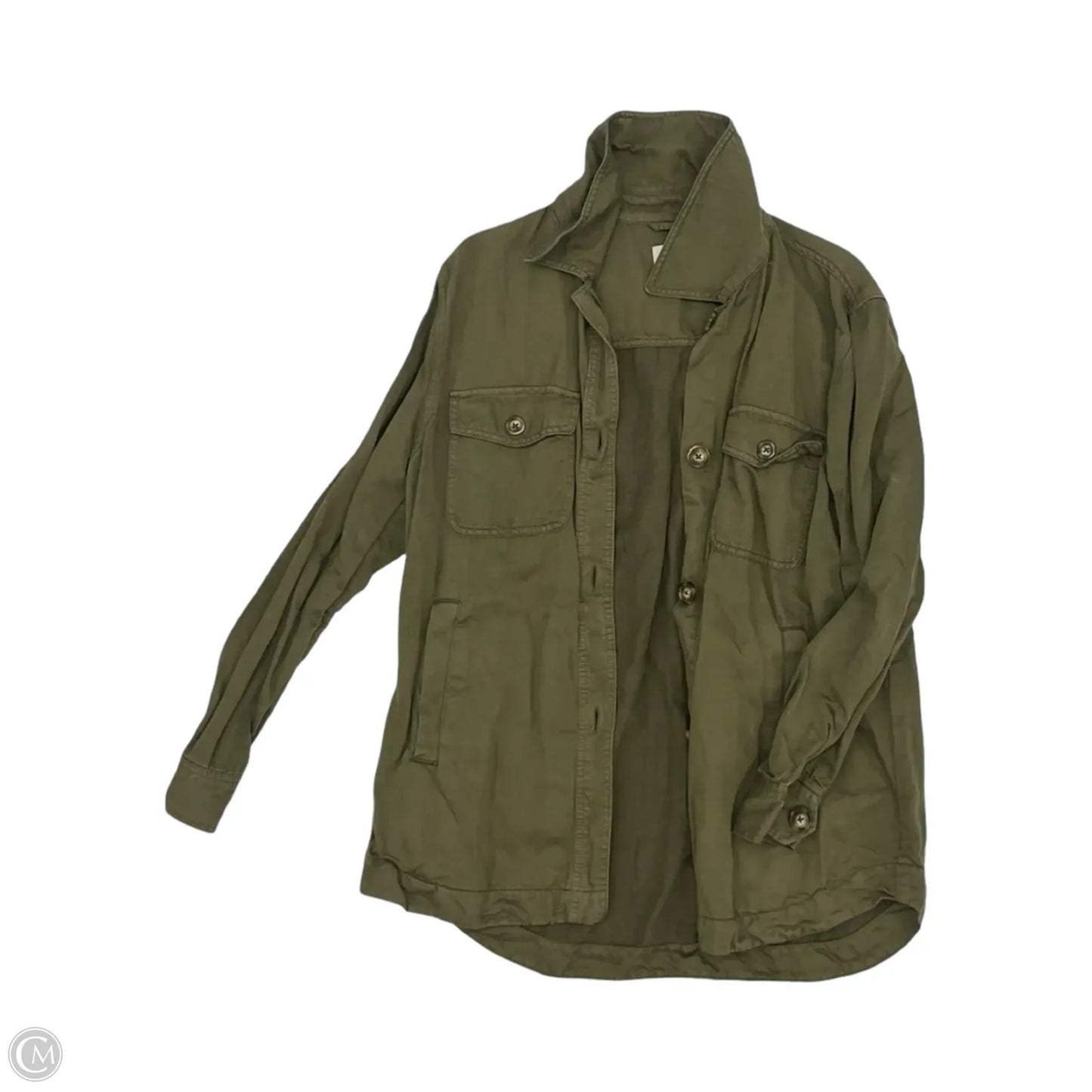 Jacket Shirt By Loft In Green, Size: M