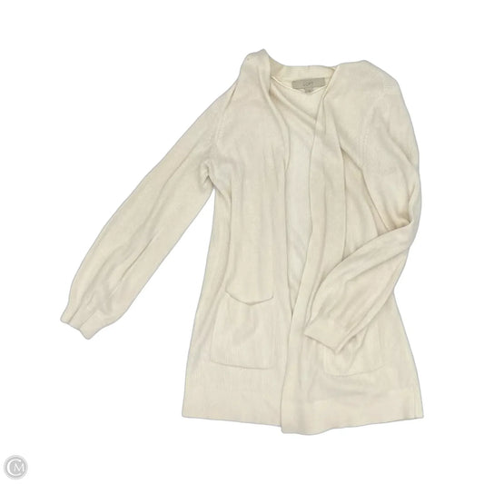 Sweater Cardigan By Loft In Cream, Size: M