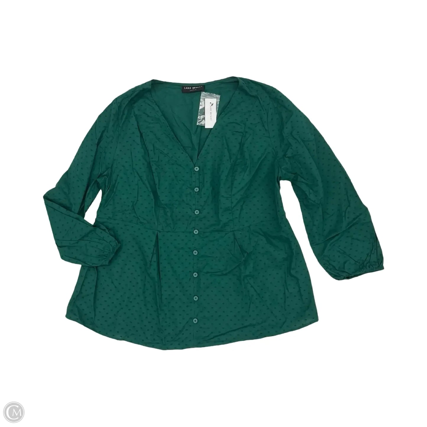 Blouse Long Sleeve By Lane Bryant In Green, Size: Xl