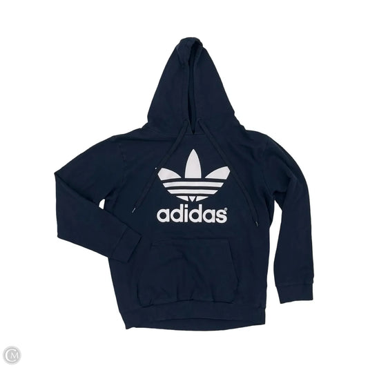 Athletic Sweatshirt Hoodie By Adidas In Blue & White, Size: M