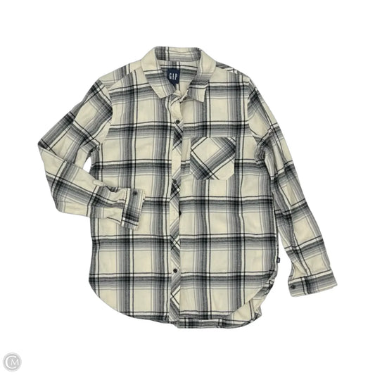 Blouse Long Sleeve By Gap In Cream & Grey, Size: M