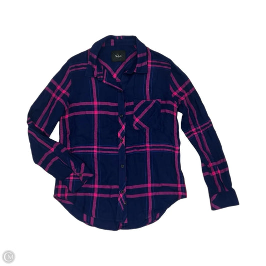 Blouse Long Sleeve By Rails In Blue & Pink, Size: S
