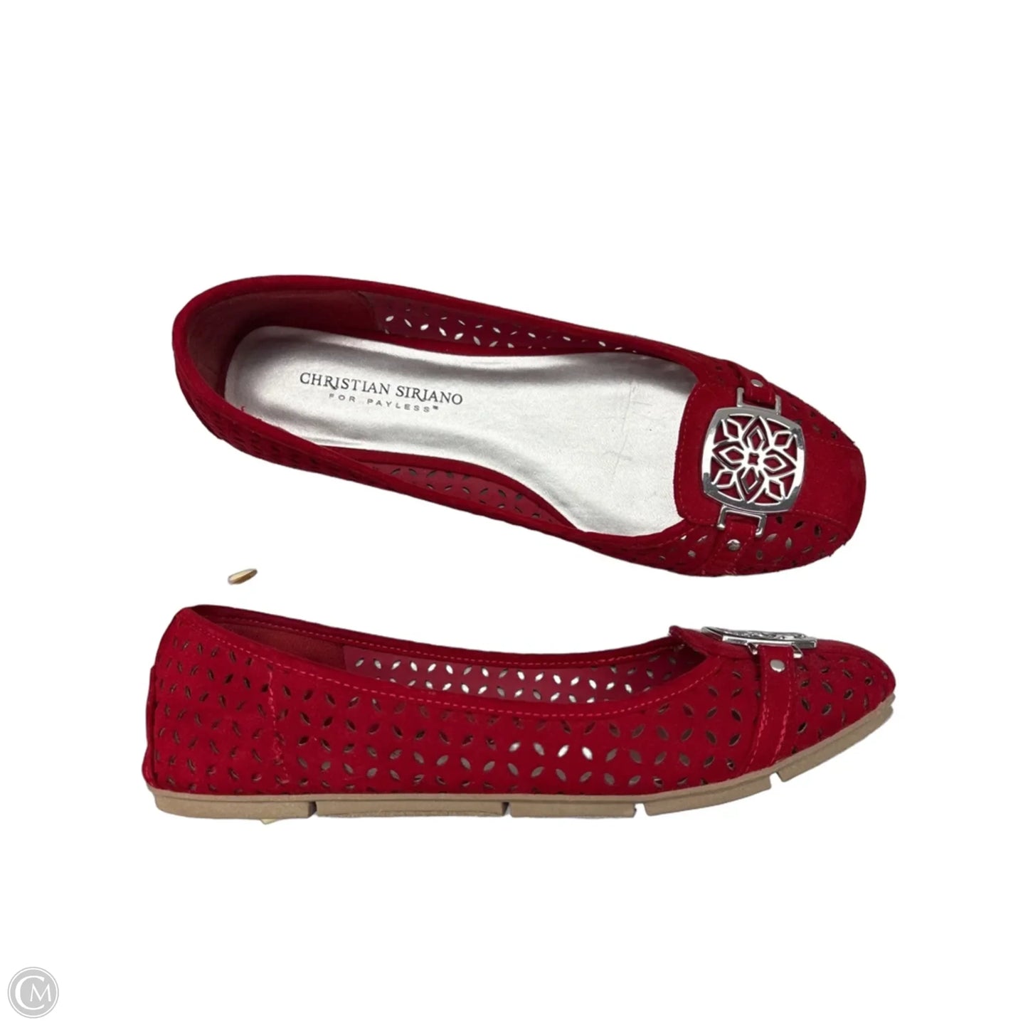 Shoes Flats By Christian Siriano For Payless In Red & Silver, Size: 7.5