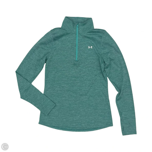 Athletic Top Long Sleeve Collar By Under Armour In Teal, Size: S