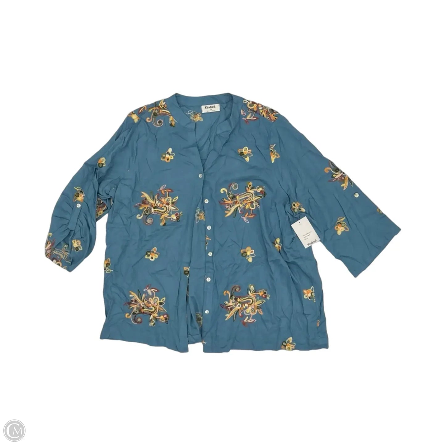 Blouse 3/4 Sleeve By Clothes Mentor In Teal, Size: 2x