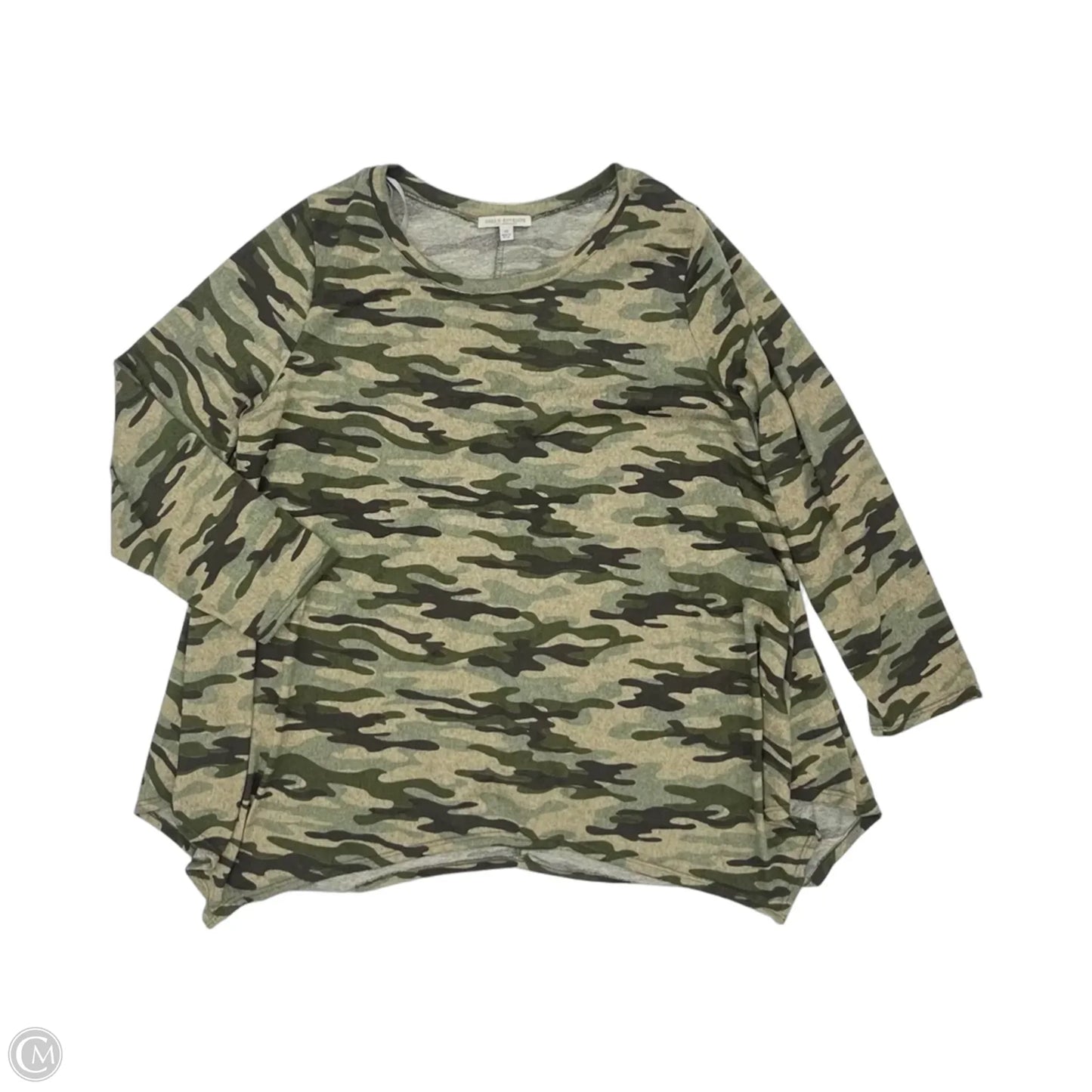 Top Long Sleeve By Green Envelope In Camouflage Print, Size: 2x