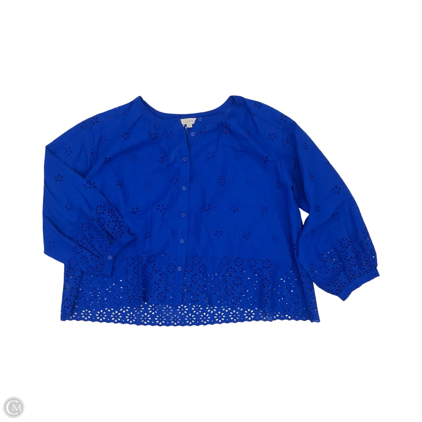 Blouse Long Sleeve By Loft In Blue, Size: Xl