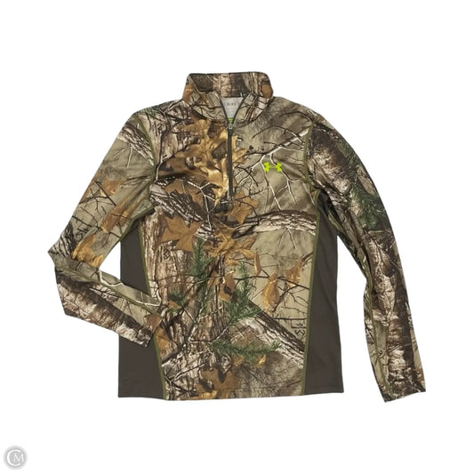 Athletic Top Long Sleeve Collar By Under Armour In Camouflage Print, Size: M