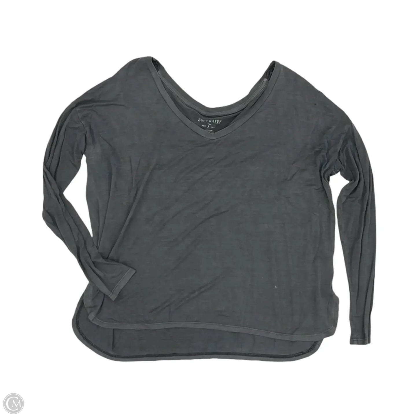 Top Long Sleeve Basic By Aerie In Grey, Size: M