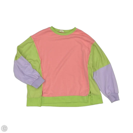 Sweatshirt Crewneck By Bibi In Green & Pink, Size: L