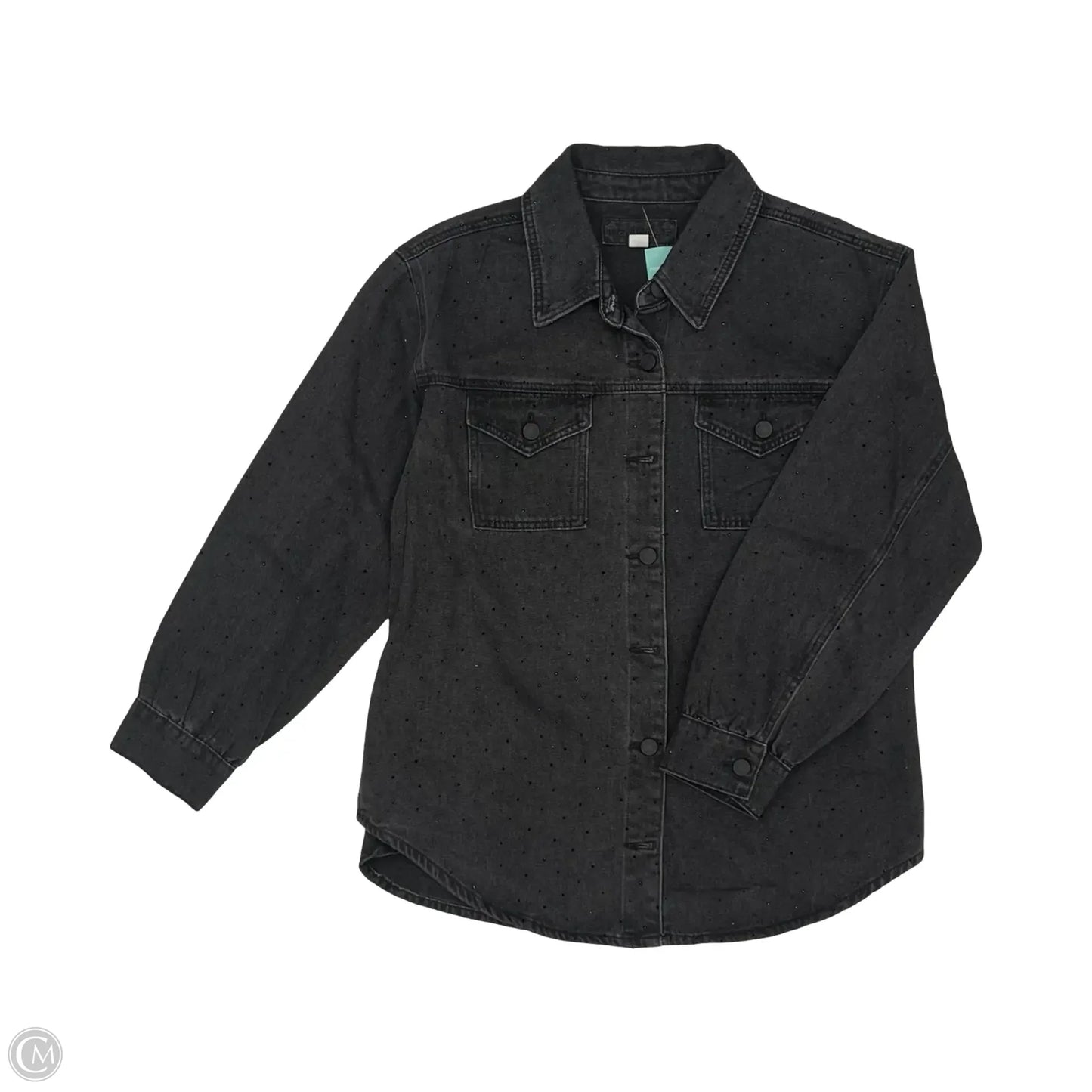 Jacket Shirt By Maurices In Black Denim, Size: L