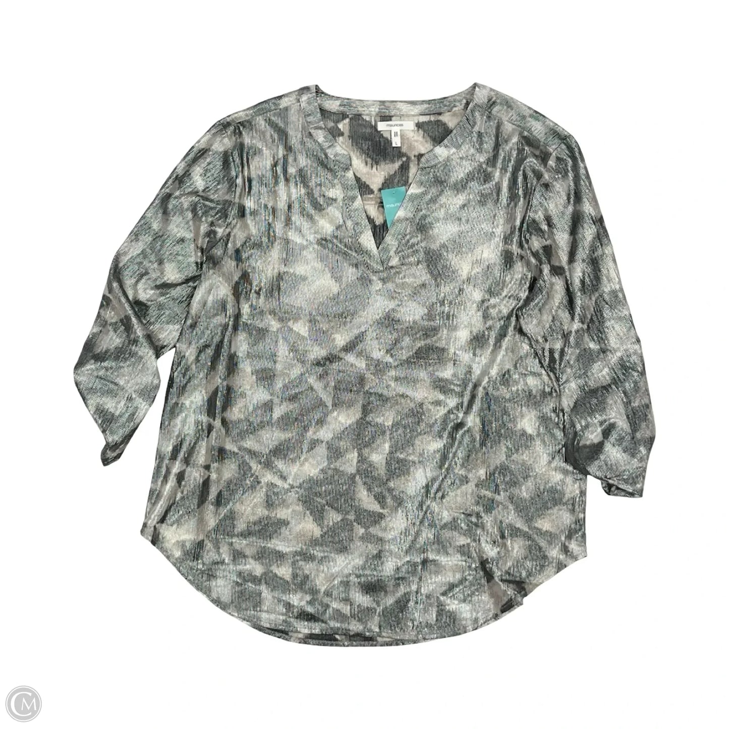 Blouse 3/4 Sleeve By Maurices In Cream & Grey, Size: L