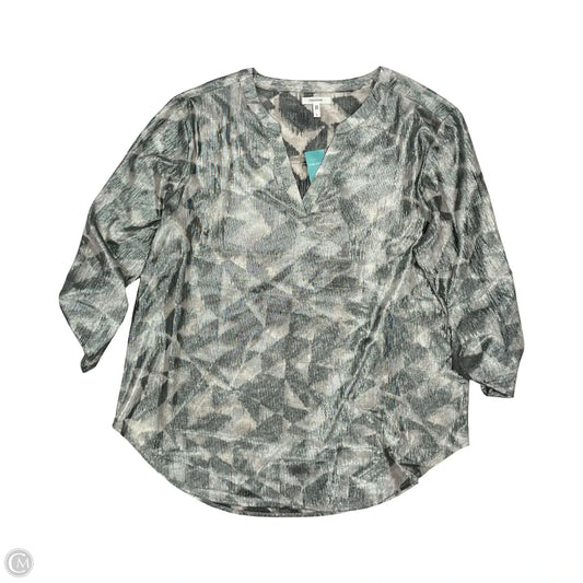 Blouse 3/4 Sleeve By Maurices In Cream & Grey, Size: L