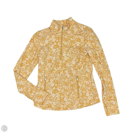 Athletic Top Long Sleeve Collar By Laura Ashley In White & Yellow, Size: S