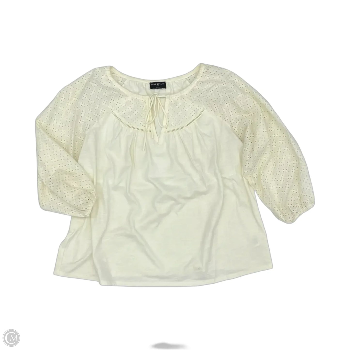 Blouse Long Sleeve By Lane Bryant In Cream, Size: Xl