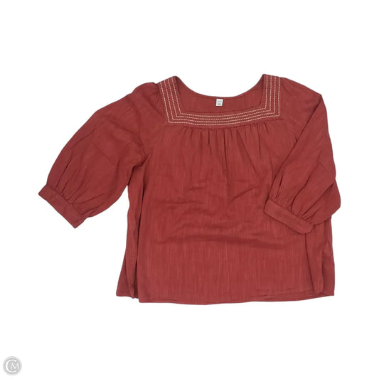 Blouse Long Sleeve By Old Navy In Red, Size: Xxl